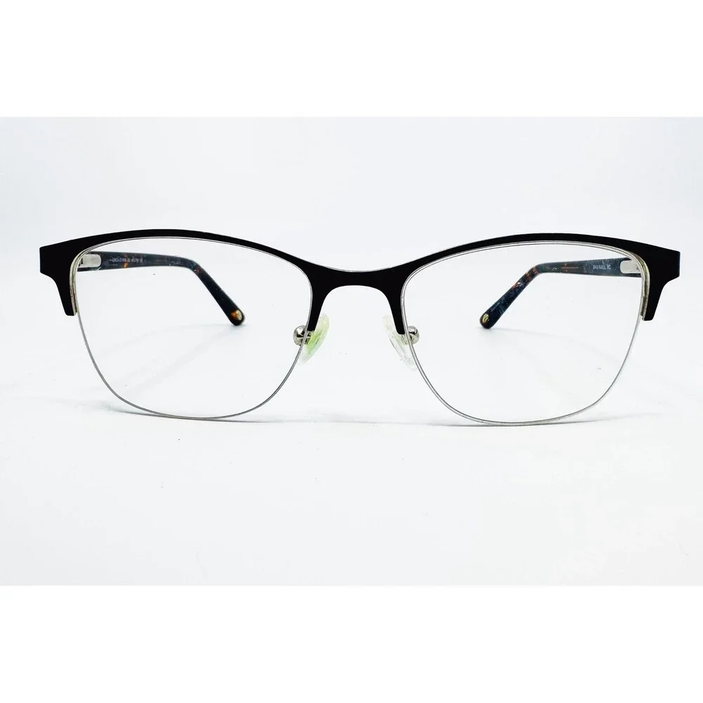 Sans Pareil Eyeglasses Womens Black Silver Tortoise Cat Eye 52-17-135